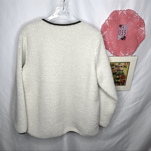 sanctuary White Sherpa Jacket with Green  size medium - Picture 2 of 7